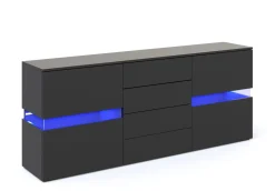 Sideboard LED TANA 177 x 72 cm schwarz