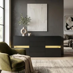 Sideboard LED TANA 177 x 72 cm schwarz
