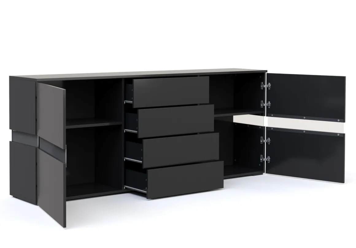 Sideboard LED TANA 177 x 72 cm schwarz