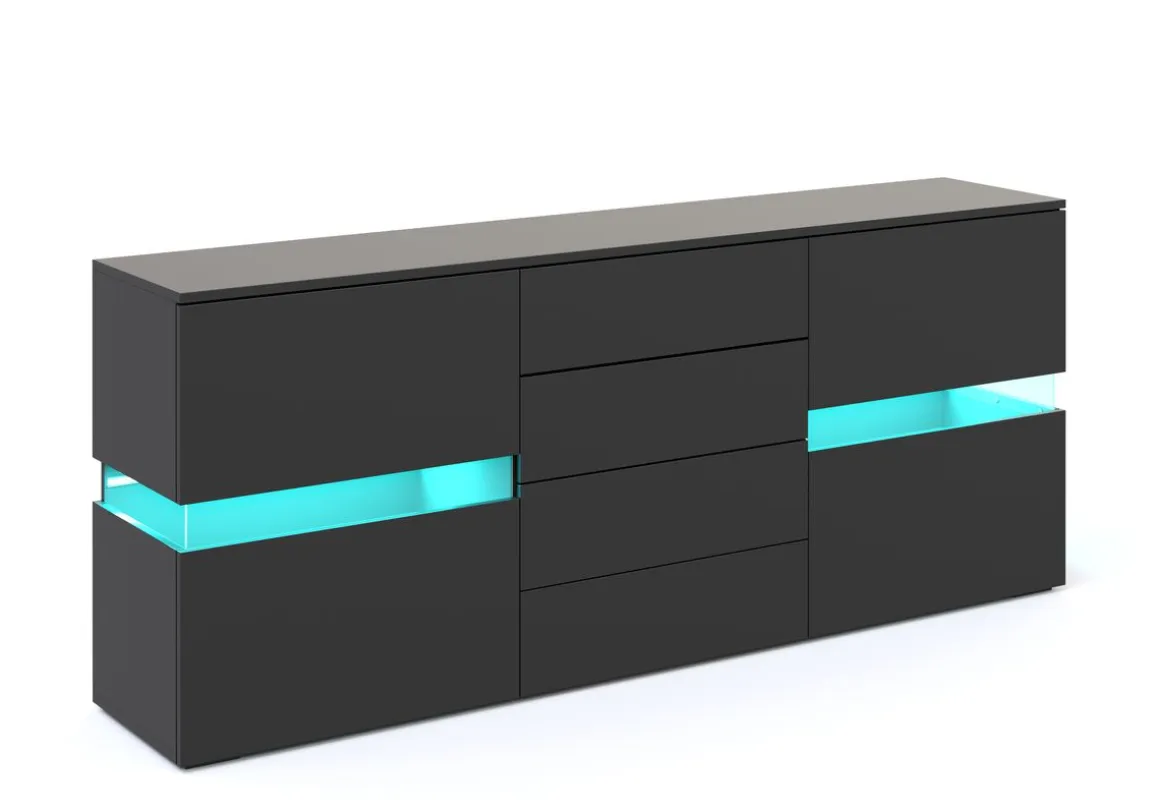 Sideboard LED TANA 177 x 72 cm schwarz