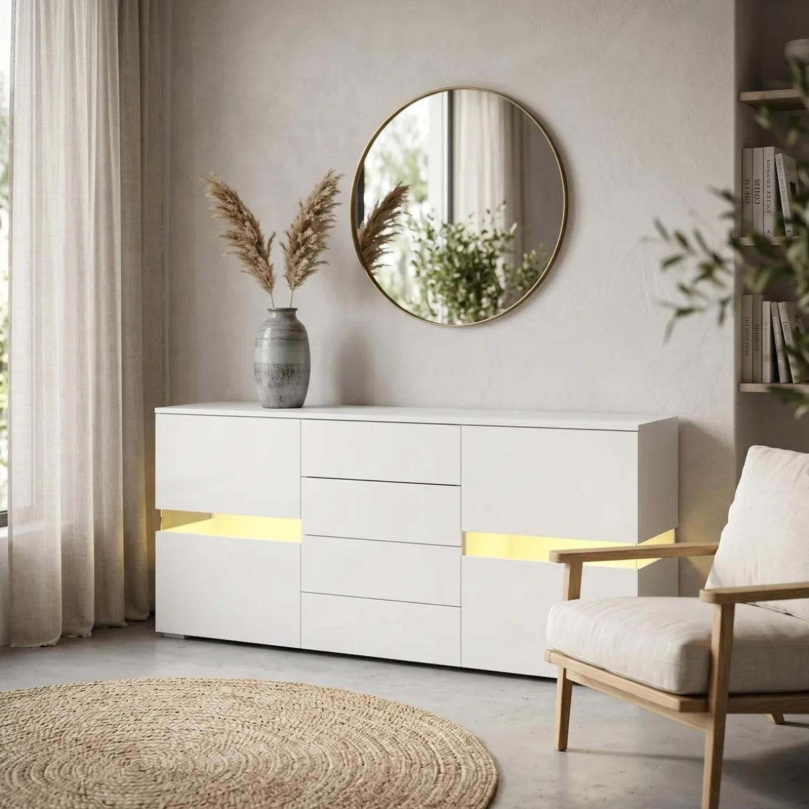 Sideboard LED TANA 177 x 72 cm weiss