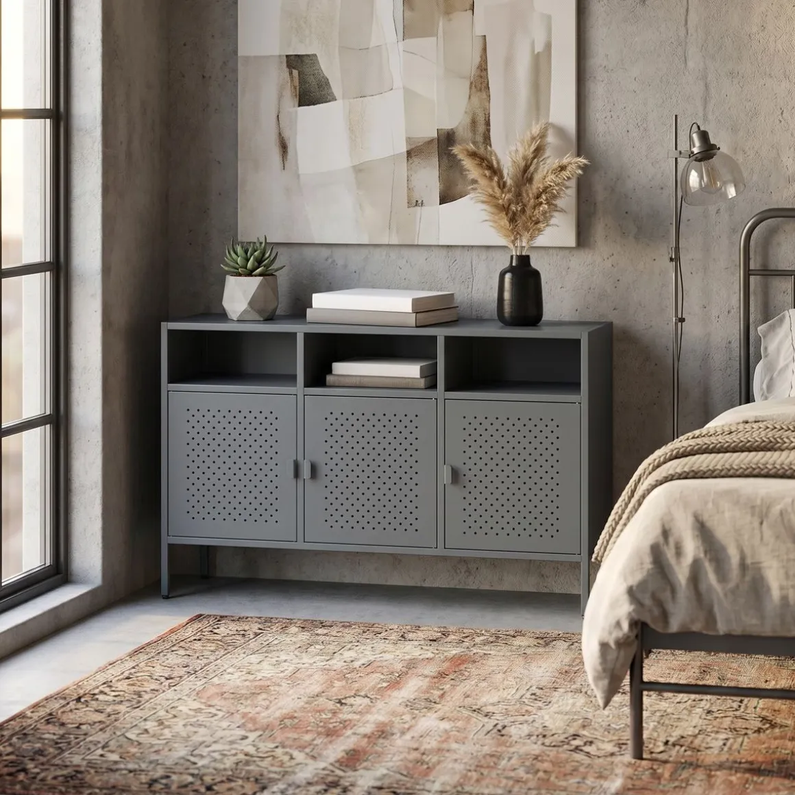 Sideboard Metall AMET 119 x 80 cm grau