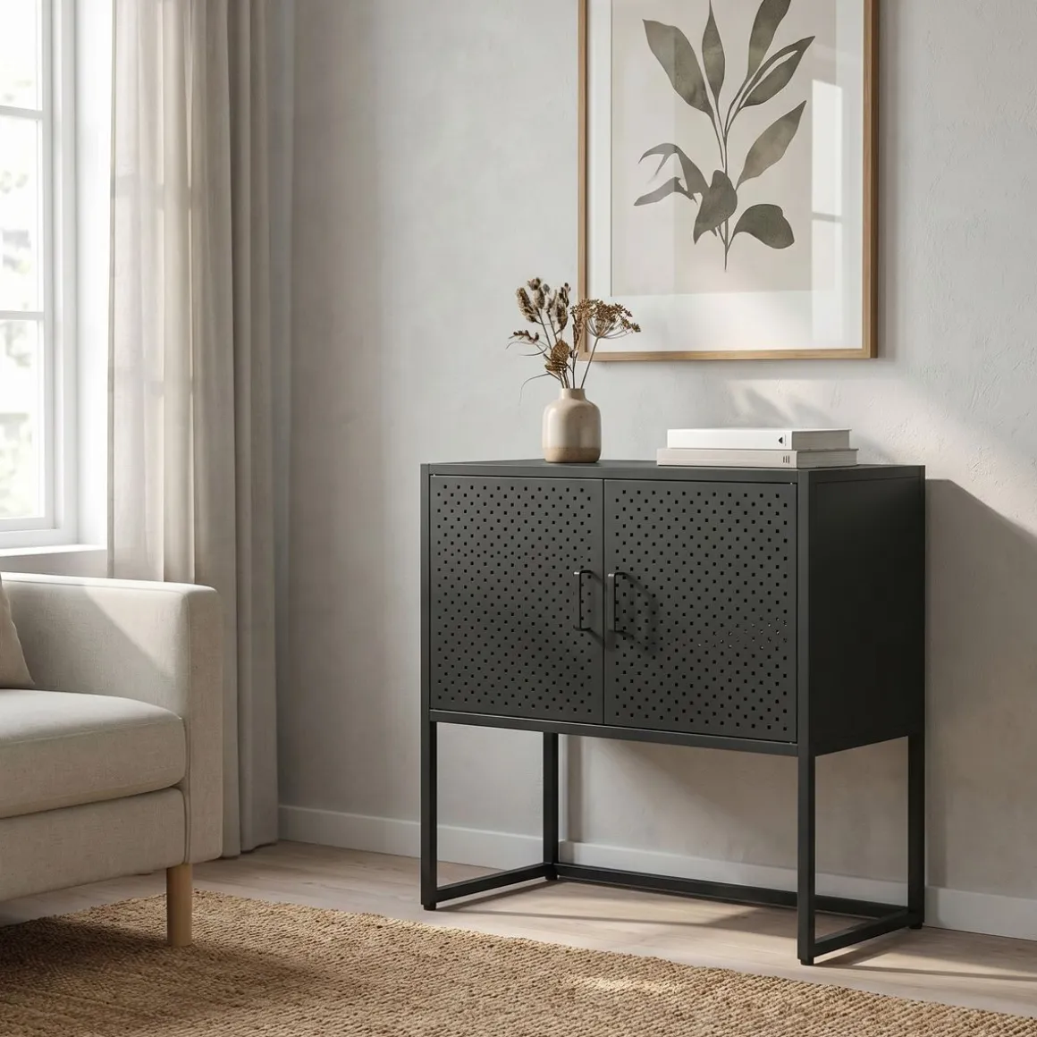 Sideboard Metall AMET 82 x 80 cm schwarz