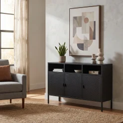 Sideboard Metall AMET 119 x 80 cm schwarz