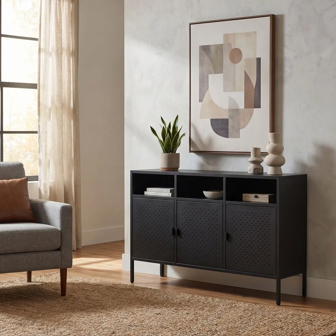 Sideboard Metall AMET 119 x 80 cm schwarz