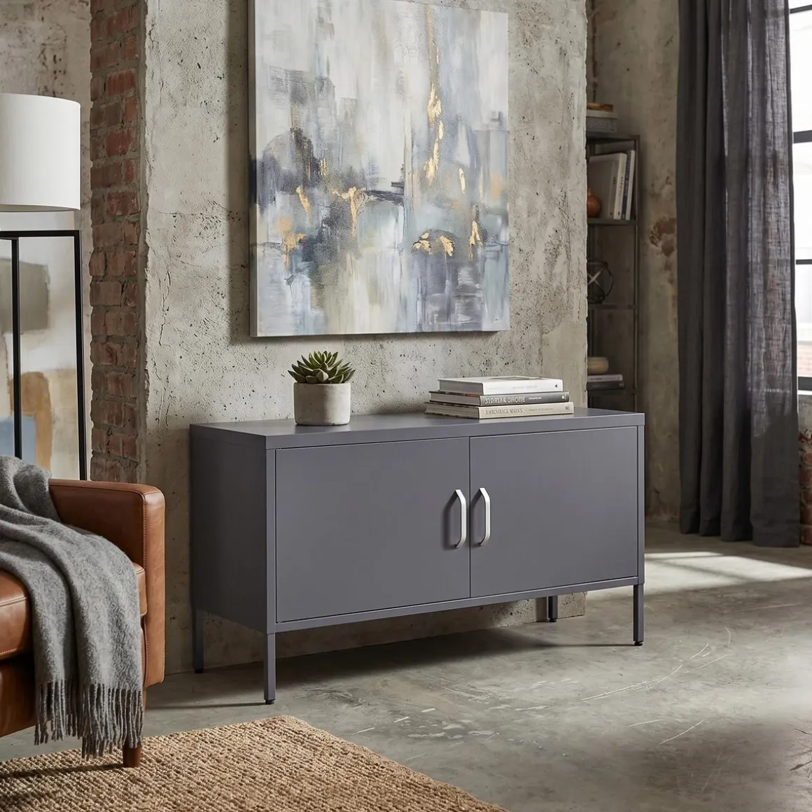 Sideboard Metall KLAUS 115 x 59 cm anthrazit