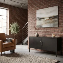 Sideboard Metall KLAUS 115 x 59 cm schwarz
