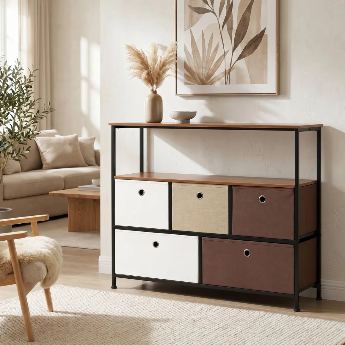 Sideboard MIKA 100 x 78 cm braun/weiss