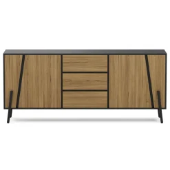 Sideboard PROMINA 174 x 75 cm braun/schwarz