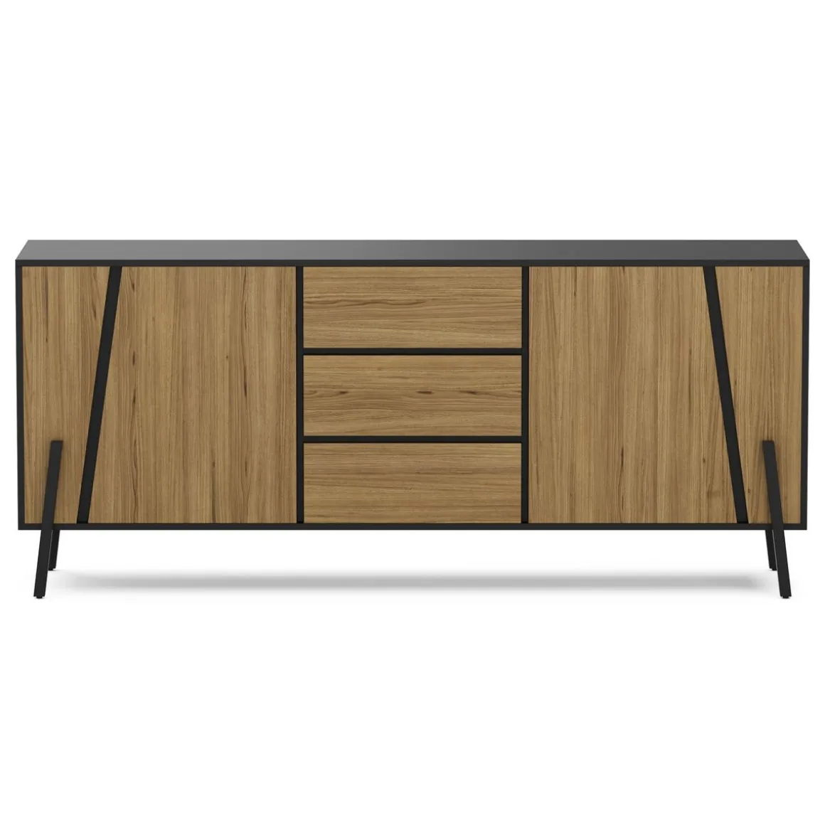 Sideboard PROMINA 174 x 75 cm braun/schwarz