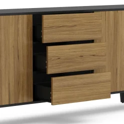 Sideboard PROMINA 174 x 75 cm braun/schwarz