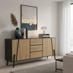 Sideboard PROMINA 174 x 75 cm braun/schwarz