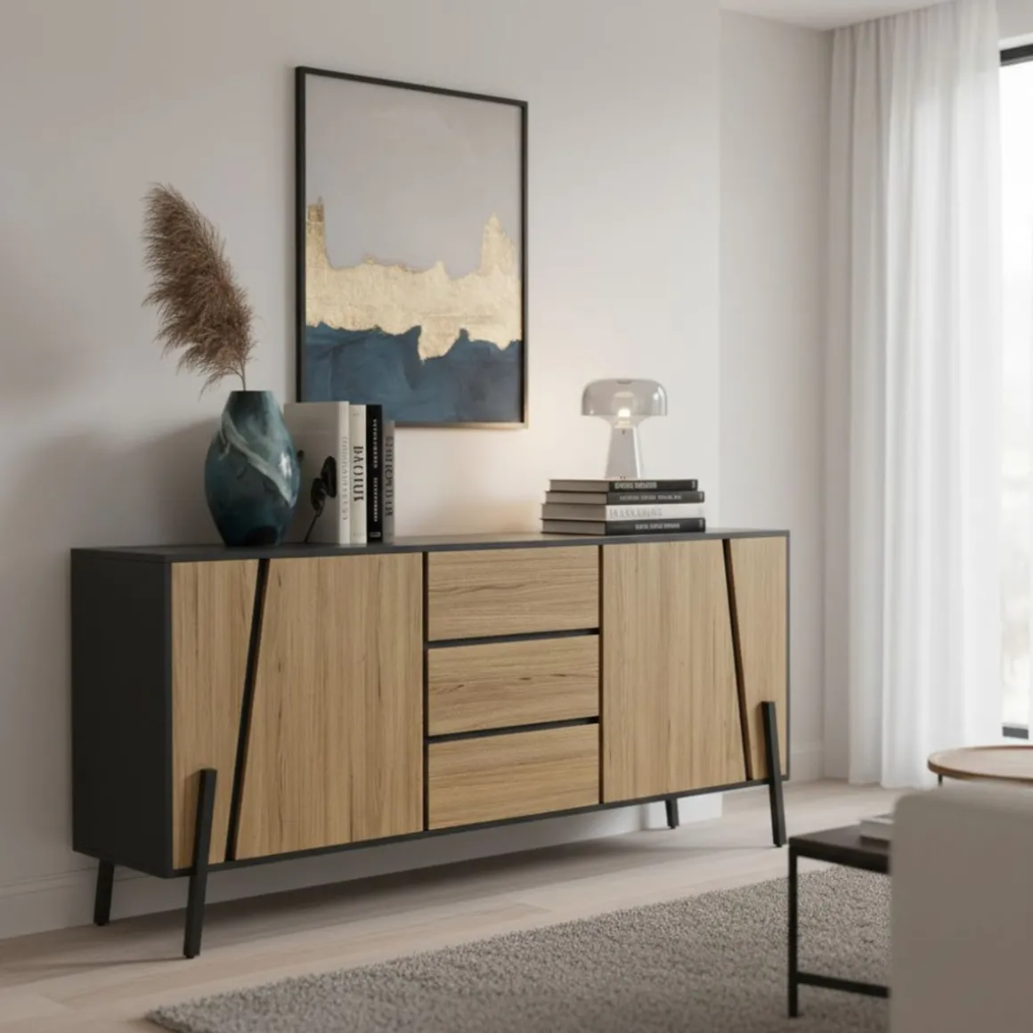 Sideboard PROMINA 174 x 75 cm braun/schwarz