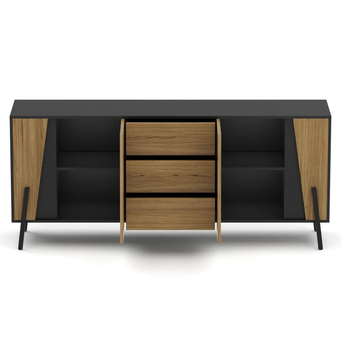 Sideboard PROMINA 174 x 75 cm braun/schwarz