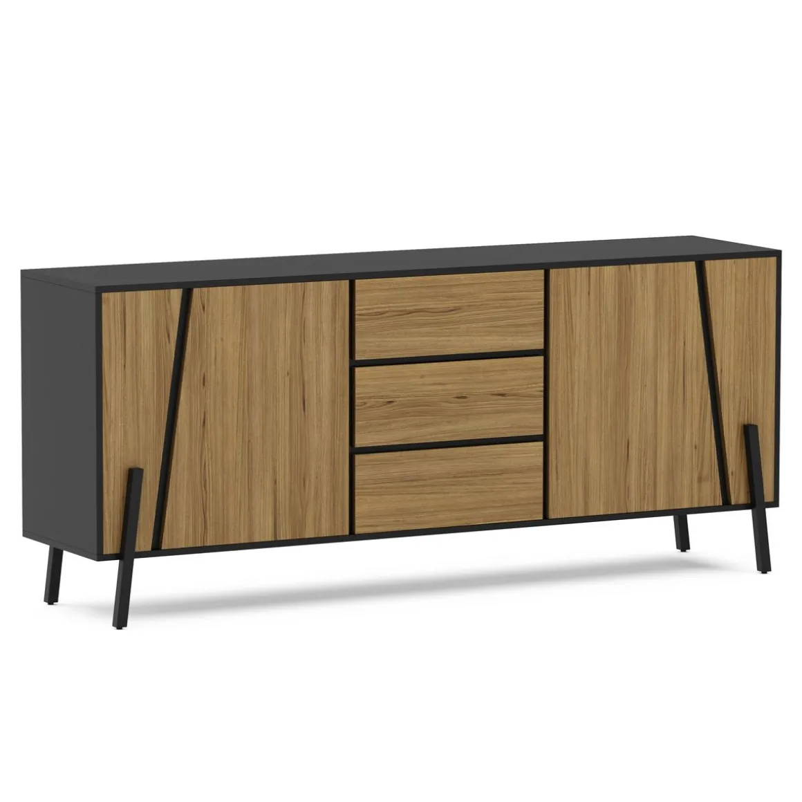 Sideboard PROMINA 174 x 75 cm braun/schwarz