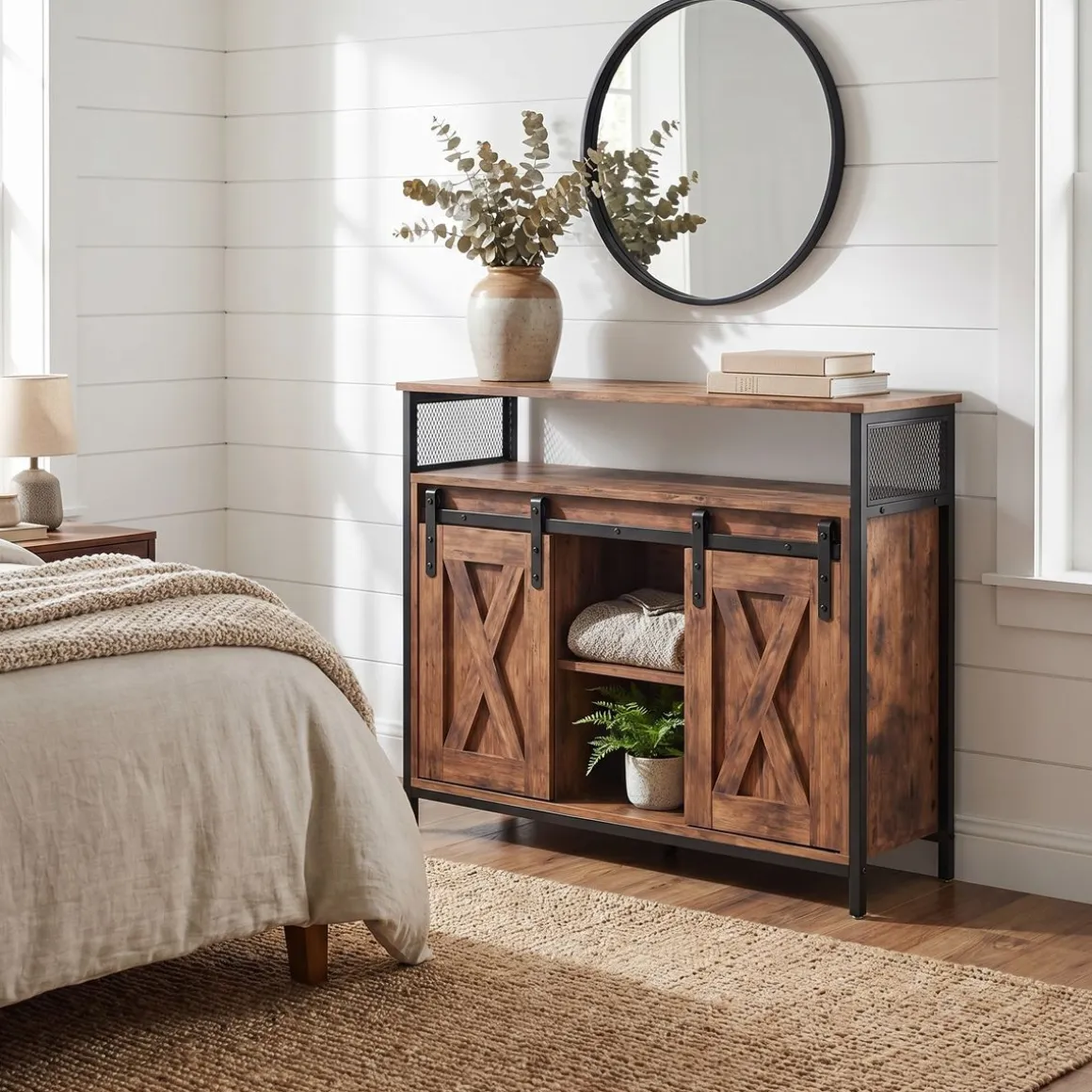 Sideboard Vintage BONITA mit Schiebetüren 100 x 80 cm