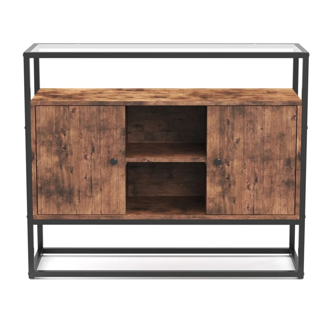 Sideboard Vintage BONITA mit Glasplatte 100 x 80 cm