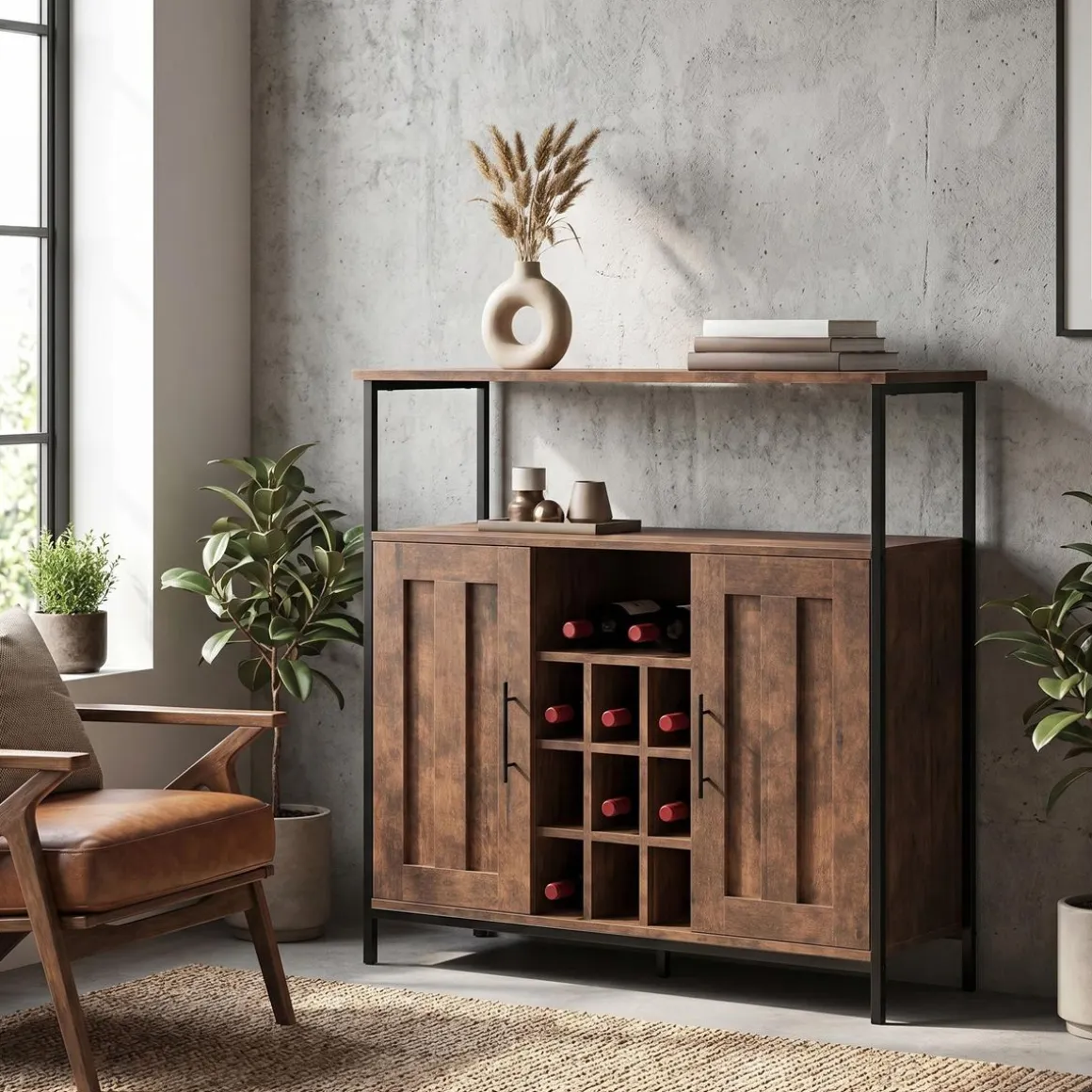 Sideboard Vintage BONITA mit Weinregal 100 x 80 cm