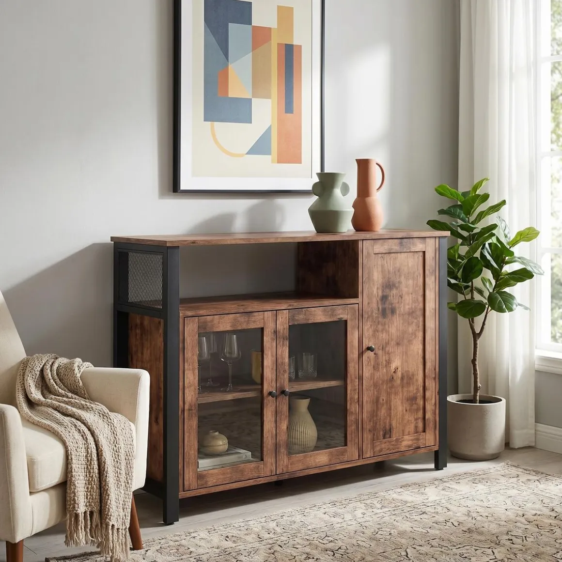 Sideboard Vitrine Vintage BONITA 110 x 75 cm