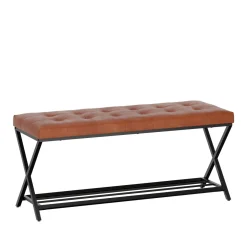 Sitzbank Leder DELIA 113 cm braun/schwarz