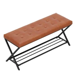 Sitzbank Leder DELIA 113 cm braun/schwarz
