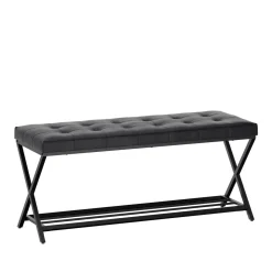 Sitzbank Leder DELIA 113 cm schwarz