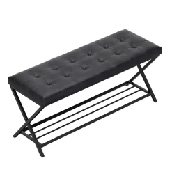 Sitzbank Leder DELIA 113 cm schwarz