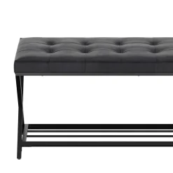 Sitzbank Leder DELIA 113 cm schwarz