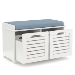 Sitzbank mit 2 Staufächer KAMILA 71 x 34 x 43 cm weiss