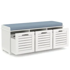 Sitzbank mit 3 Staufächer KAMILA 105 x 34 x 43 cm weiss