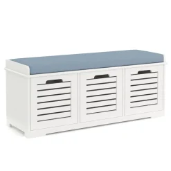 Sitzbank mit 3 Staufächer KAMILA 105 x 34 x 43 cm weiss