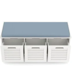 Sitzbank mit 3 Staufächer KAMILA 105 x 34 x 43 cm weiss