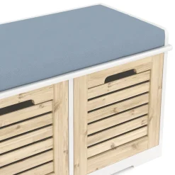 Sitzbank mit 3 Staufächer KAMILA 105 x 34 x 43 cm weiss/hellbraun