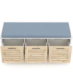 Sitzbank mit 3 Staufächer KAMILA 105 x 34 x 43 cm weiss/hellbraun
