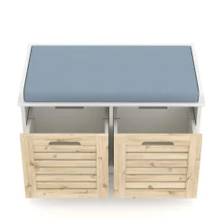 Sitzbank mit 2 Staufächer KAMILA 71 x 34 x 43 cm weiss/hellbraun