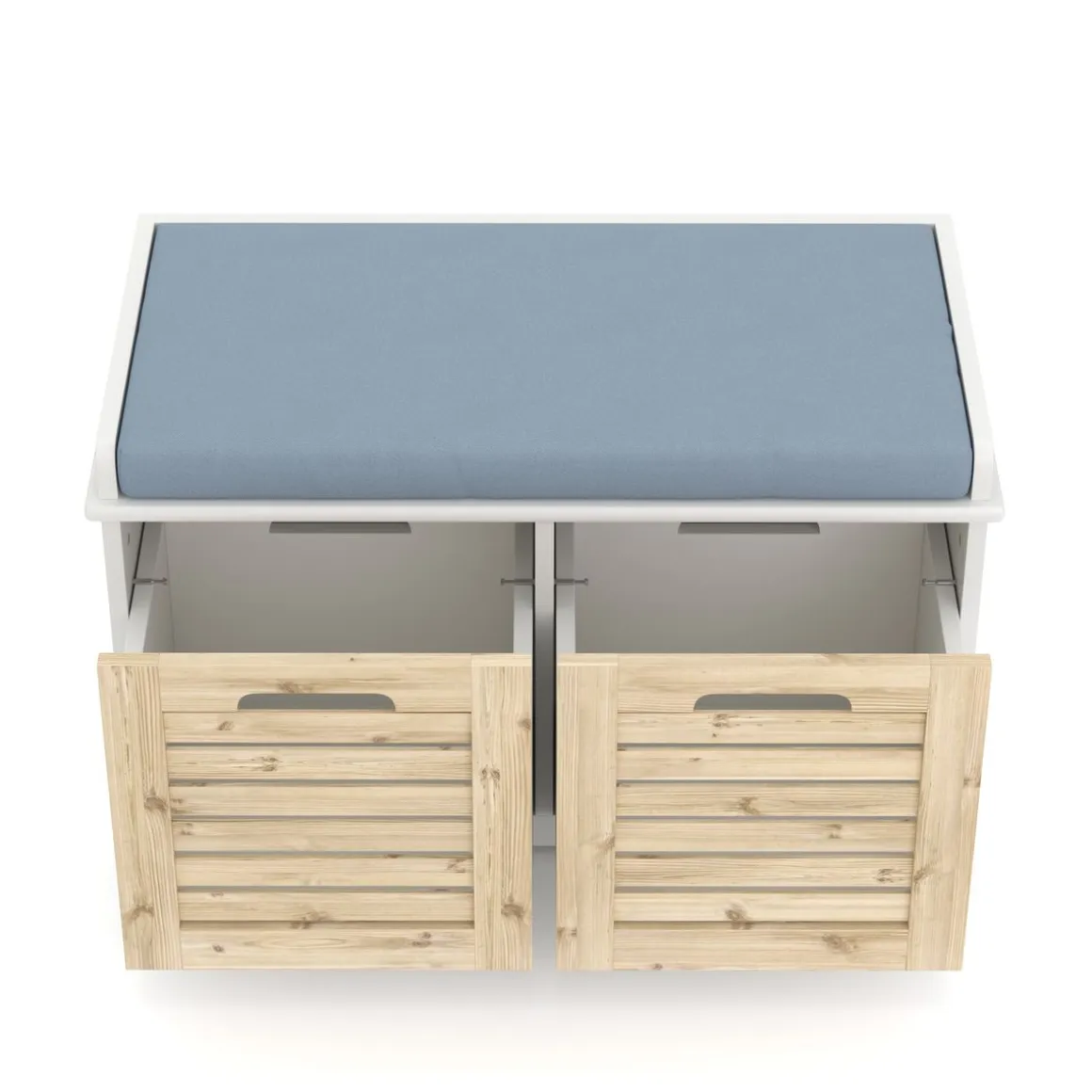 Sitzbank mit 2 Staufächer KAMILA 71 x 34 x 43 cm weiss/hellbraun