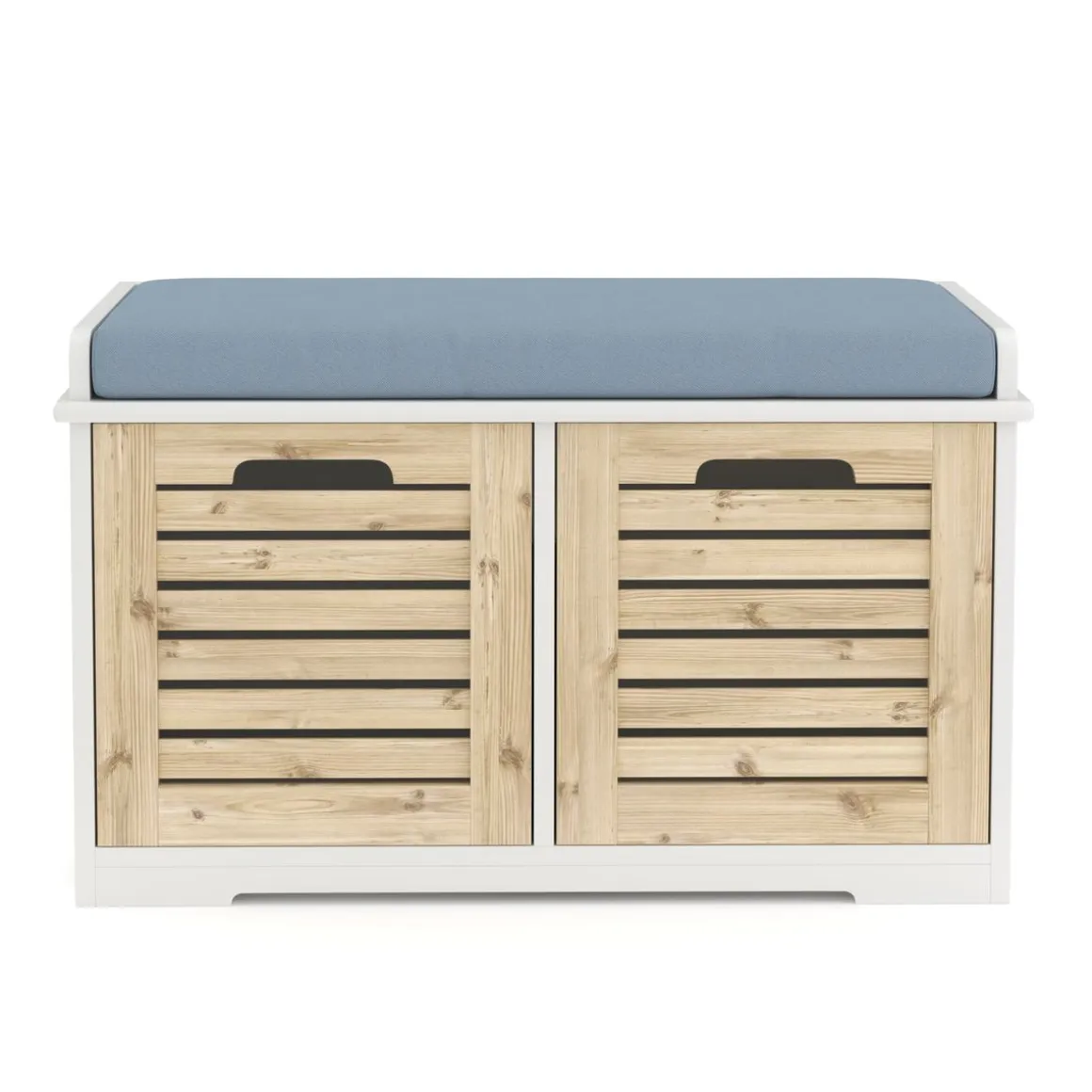 Sitzbank mit 2 Staufächer KAMILA 71 x 34 x 43 cm weiss/hellbraun