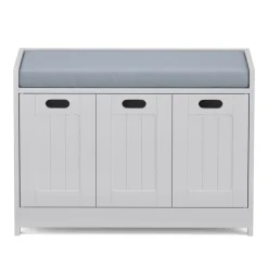 Sitzbank mit Stauraum 90 x 35 x 45 cm grau