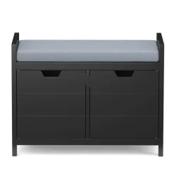 Sitzbank mit Stauraum 91 x 30 x 50 cm schwarz