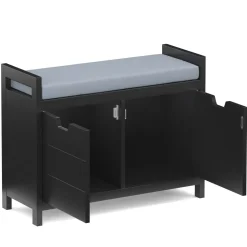 Sitzbank mit Stauraum 91 x 30 x 50 cm schwarz
