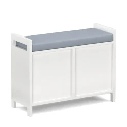 Sitzbank mit Stauraum 91 x 30 x 50 cm weiss