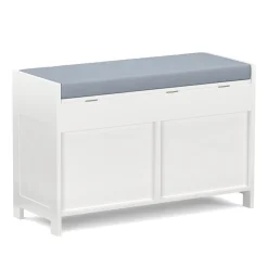 Sitzbank mit Stauraum 90 x 33 x 50 cm weiss