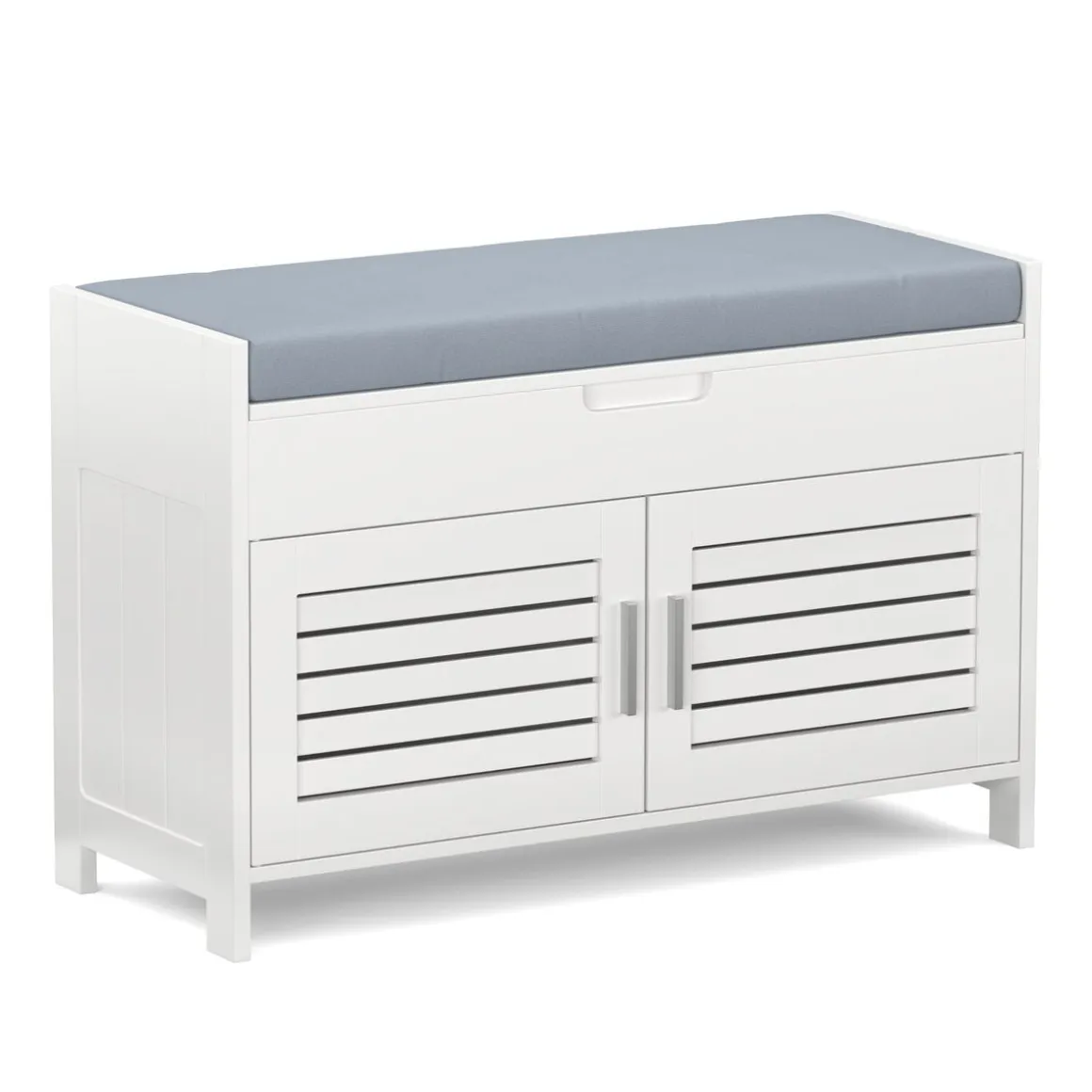 Sitzbank mit Stauraum 90 x 33 x 50 cm weiss