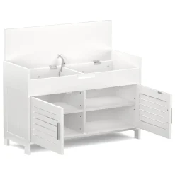 Sitzbank mit Stauraum 90 x 33 x 50 cm weiss