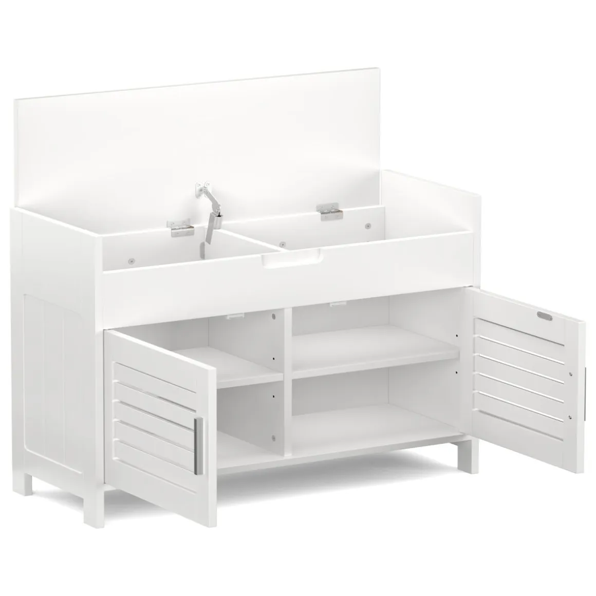 Sitzbank mit Stauraum 90 x 33 x 50 cm weiss