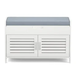 Sitzbank mit Stauraum 90 x 33 x 50 cm weiss