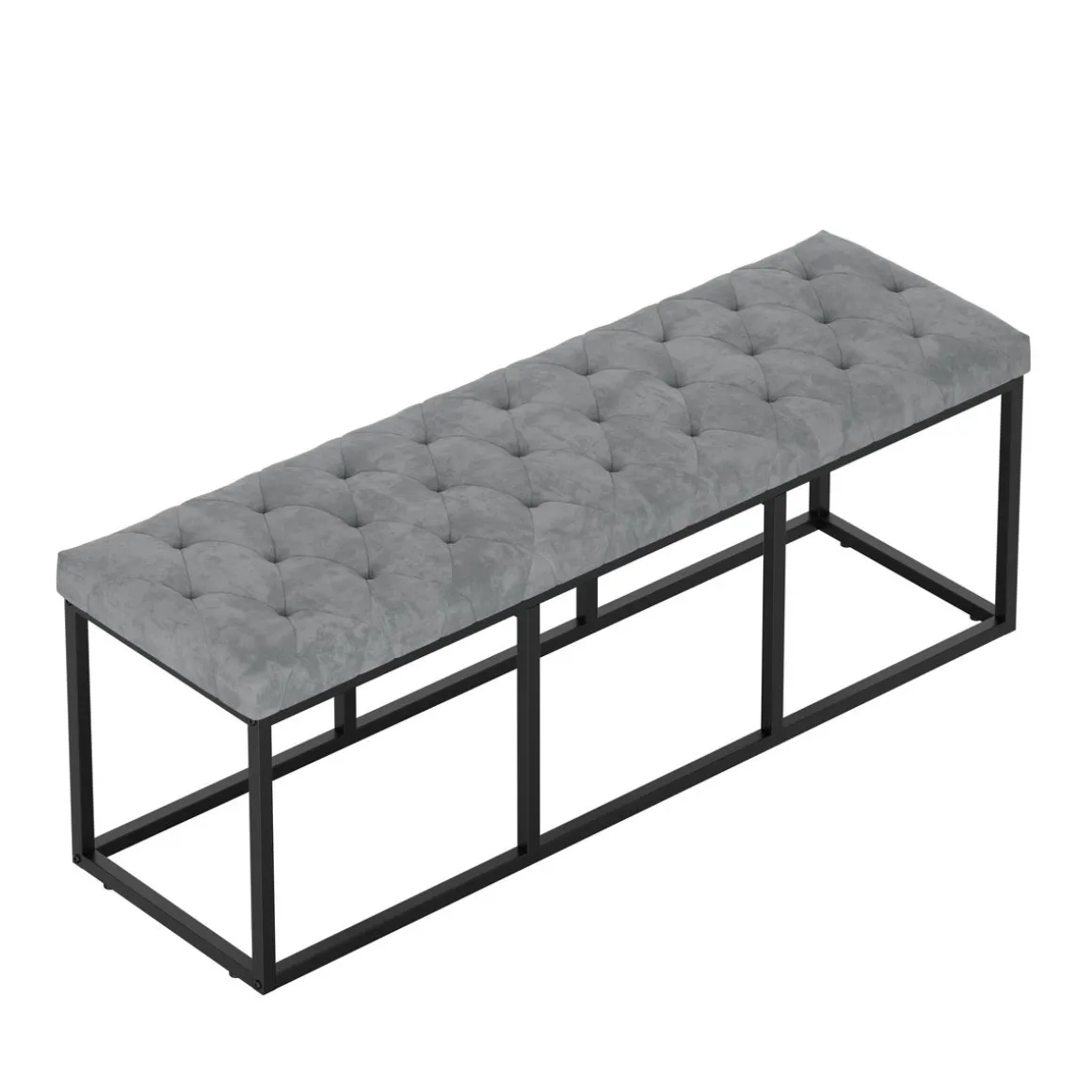Sitzbank Samt BELINDA 120 cm grau/schwarz