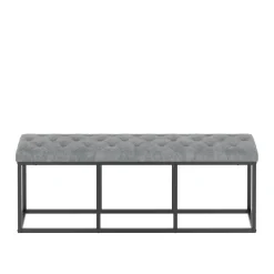 Sitzbank Samt BELINDA 120 cm grau/schwarz
