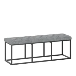 Sitzbank Samt BELINDA 120 cm grau/schwarz