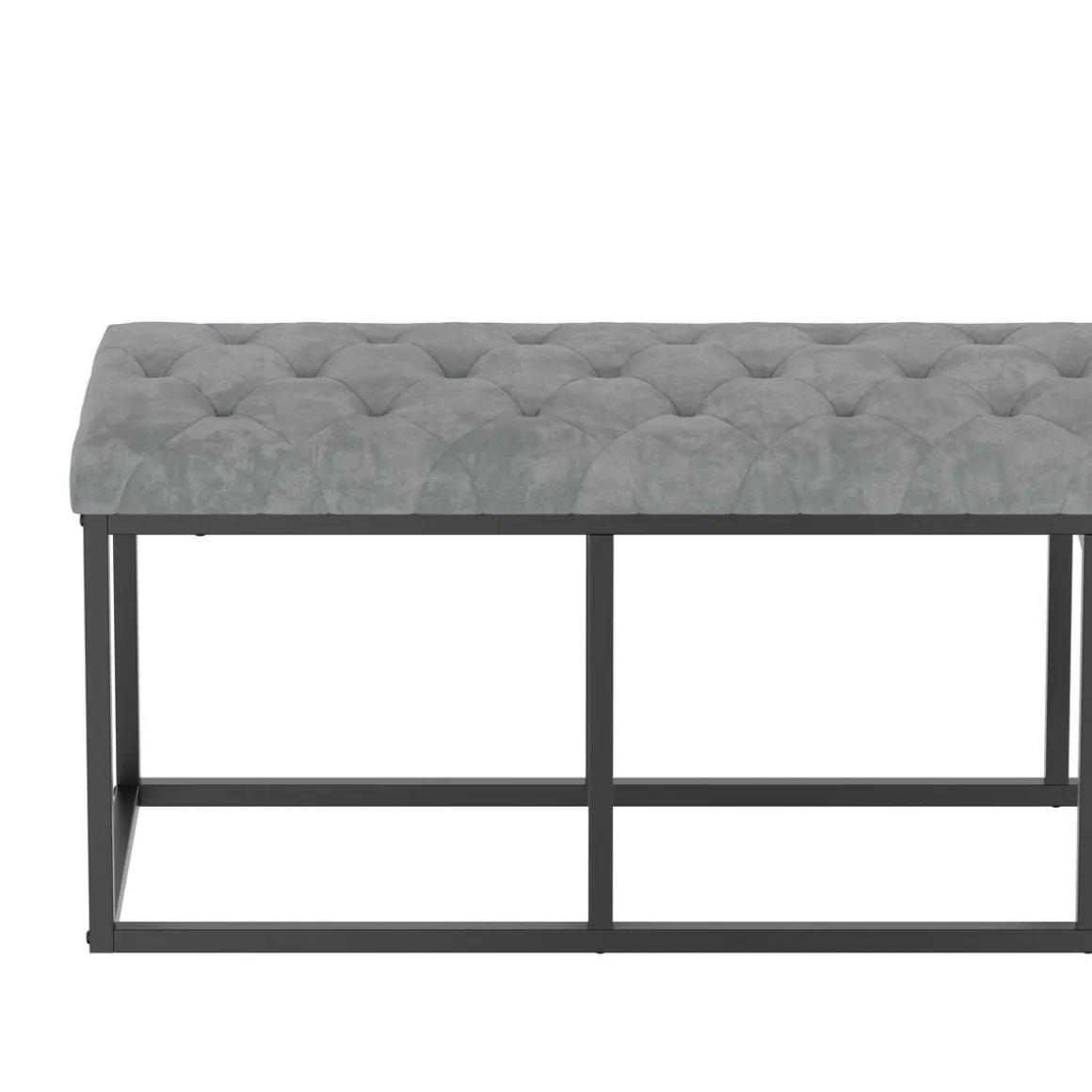 Sitzbank Samt BELINDA 120 cm grau/schwarz